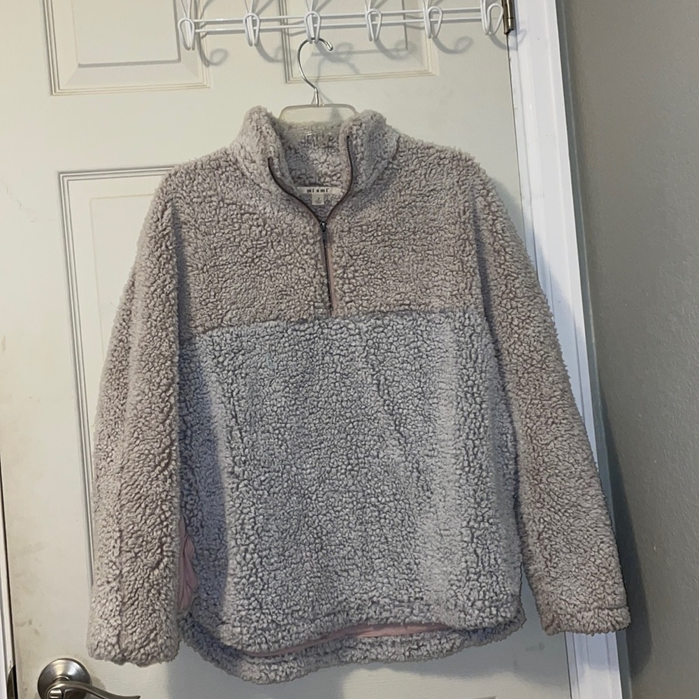 Pink & Grey Sherpa Quarter Zip